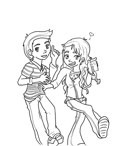 Sam And Freddie Walking Coloring Page